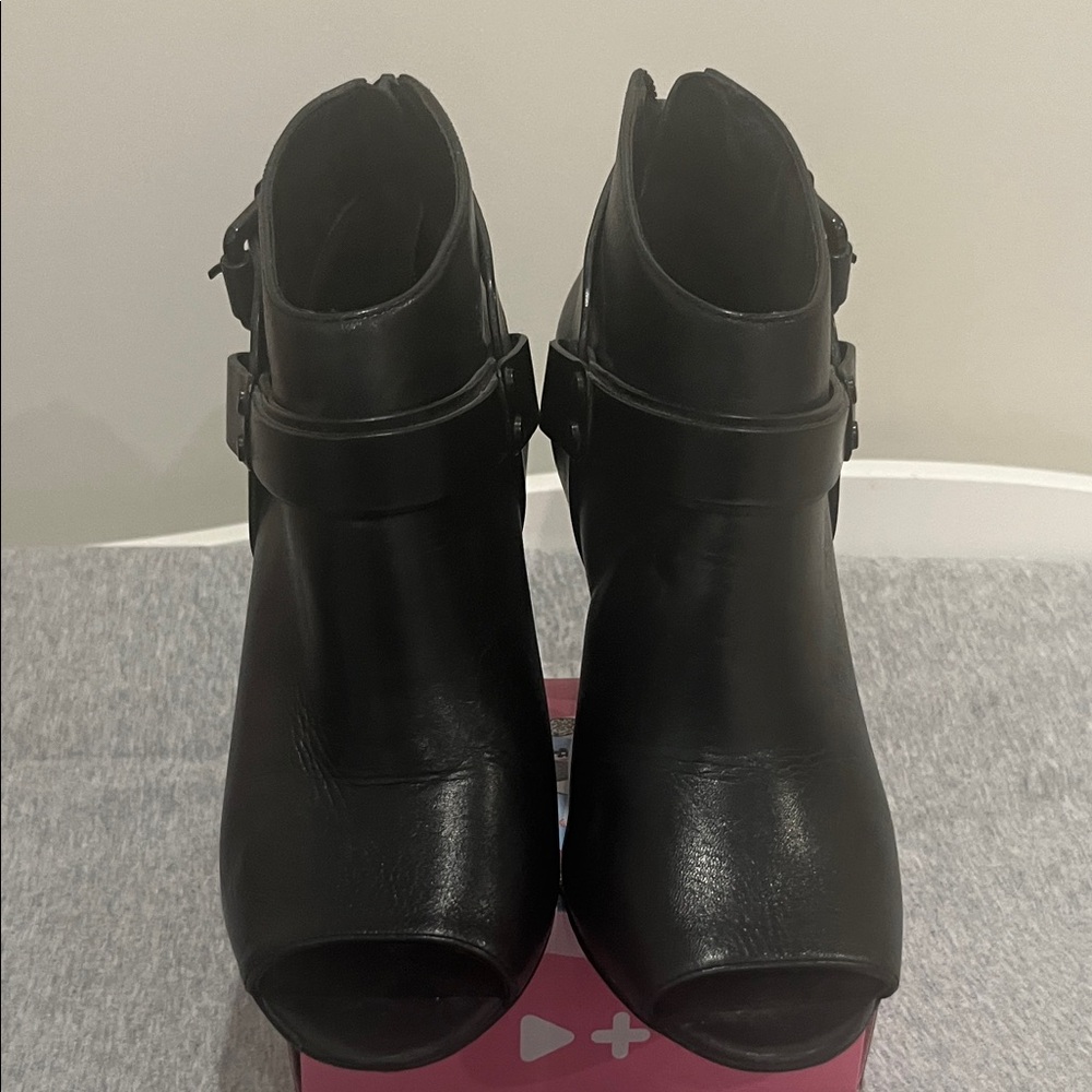 Vince Camuto Black Peep-Toe Ankle Booties